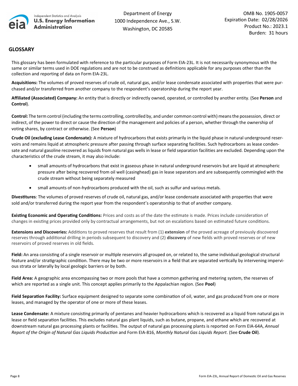 Instructions for Form EIA-23L Annual Report of Domestic Oil and Gas Reserves, Page 8