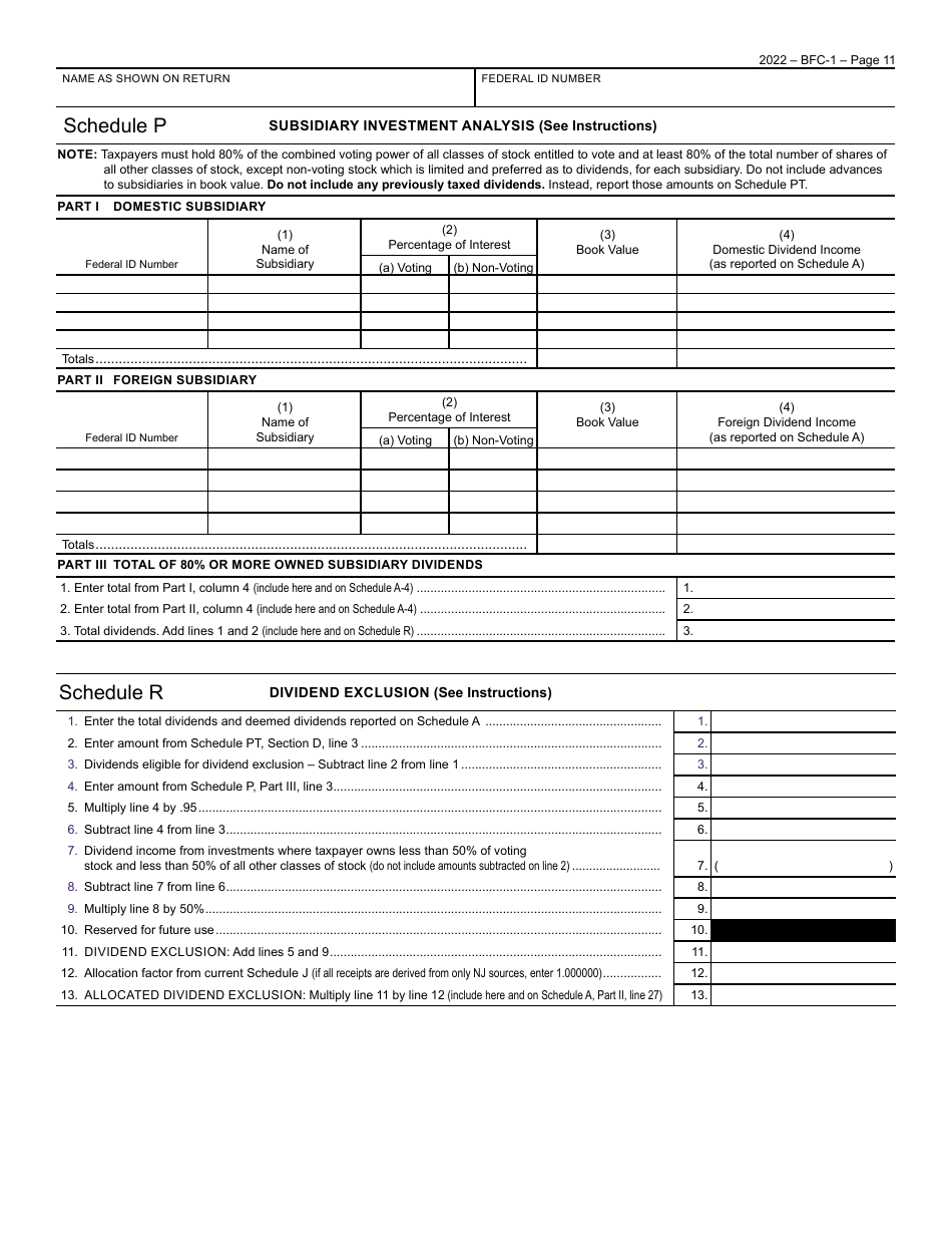 Form BFC-1 Corporation Business Tax Return for Banking and Financial Corporations - New Jersey, Page 11