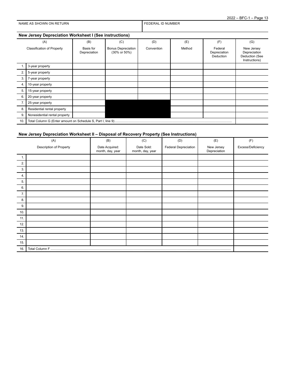 Form BFC-1 Corporation Business Tax Return for Banking and Financial Corporations - New Jersey, Page 13