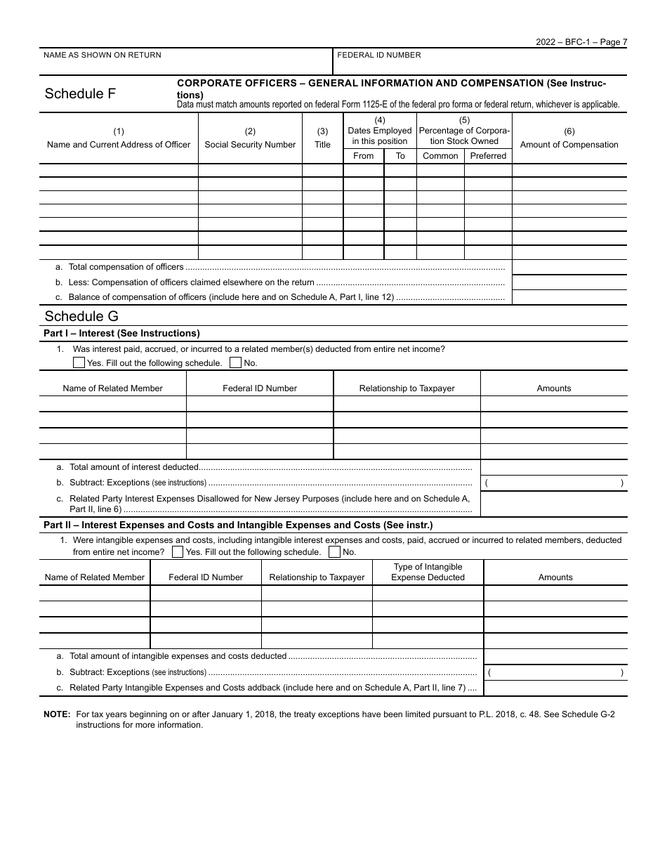 Form BFC-1 Corporation Business Tax Return for Banking and Financial Corporations - New Jersey, Page 7