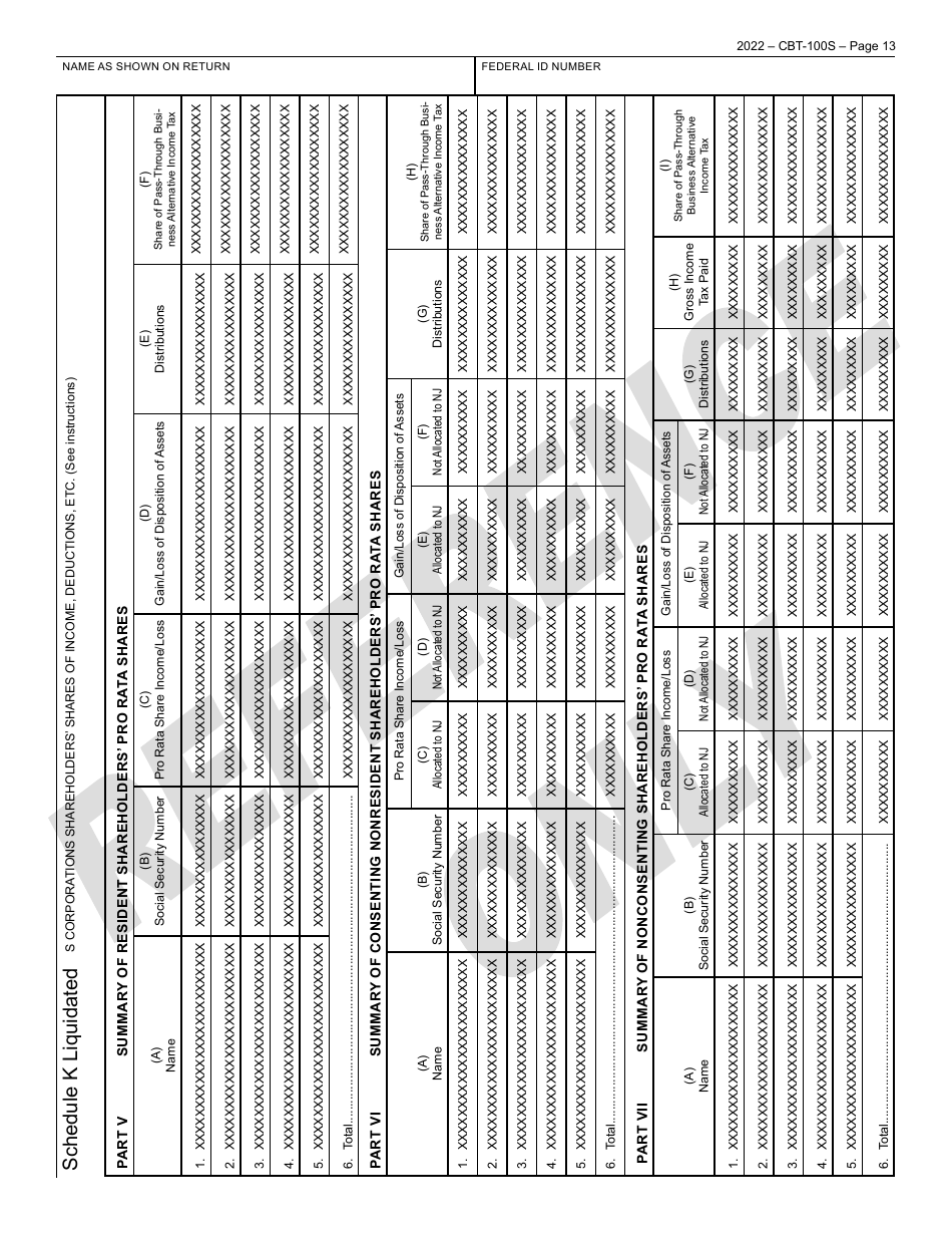 Form CBT-100S New Jersey Corporation Business Tax Return - Sample - New Jersey, Page 14
