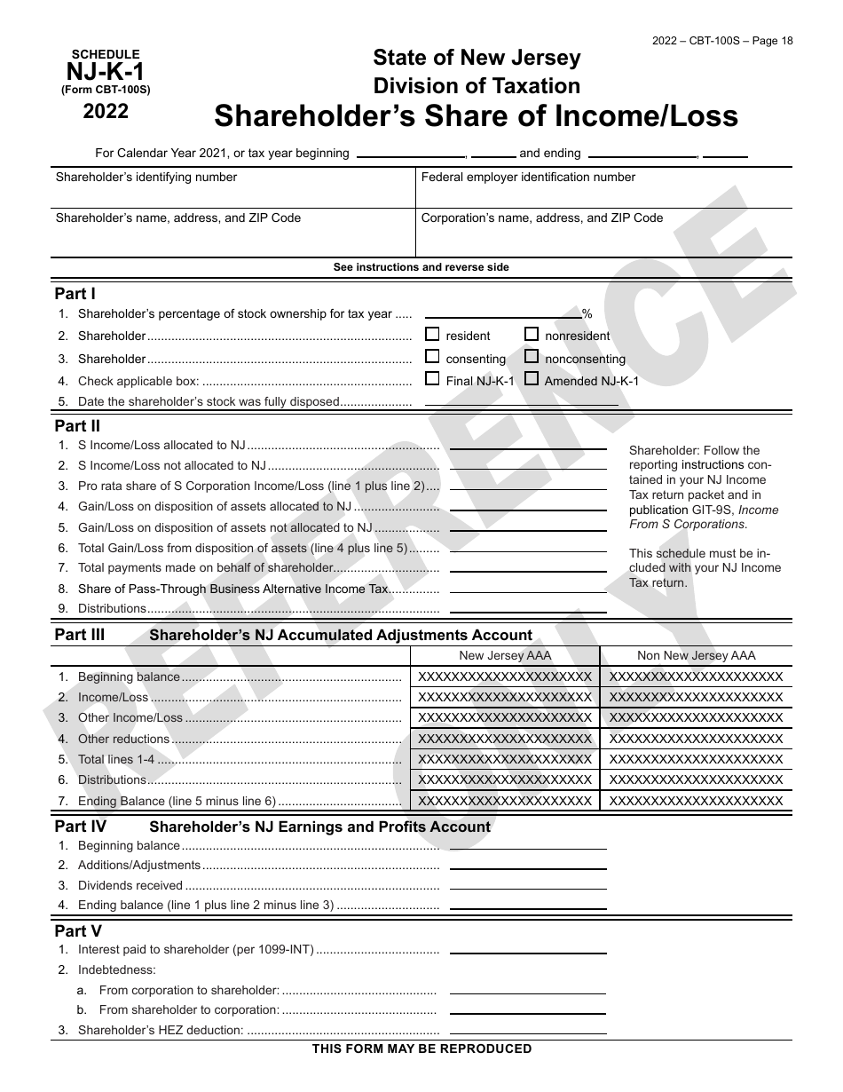 Form CBT-100S New Jersey Corporation Business Tax Return - Sample - New Jersey, Page 19