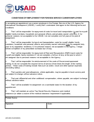 Document preview: Form AID400-33 Conditions of Employment for Foreign Service Career Employees
