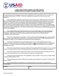 Document preview: Form AID400-34 Conditions of Employment for Time-Limited Foreign Service Career Candidate Employee