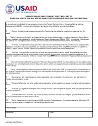 Document preview: Form AID400-35 Conditions of Employment for Time-Limited Foreign Service Non-career Employees Assigned to Overseas Mission