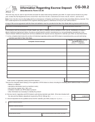 Document preview: Form CG-30.2 Information Regarding Escrow Deposit - New York, 2022