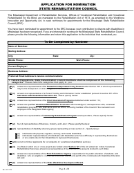 Application for Nomination State Rehabilitation Council - Mississippi