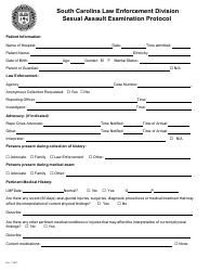Sexual Assault Examination Protocol - Envelope Style - South Carolina