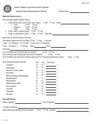 Sexual Assault Examination Protocol - Envelope Style - South Carolina, Page 2