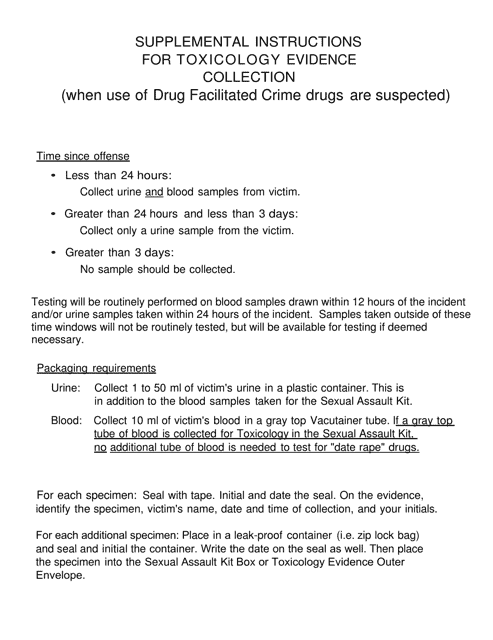 Sled Date Rape Drug Supplemental Instructions - South Carolina Download Pdf