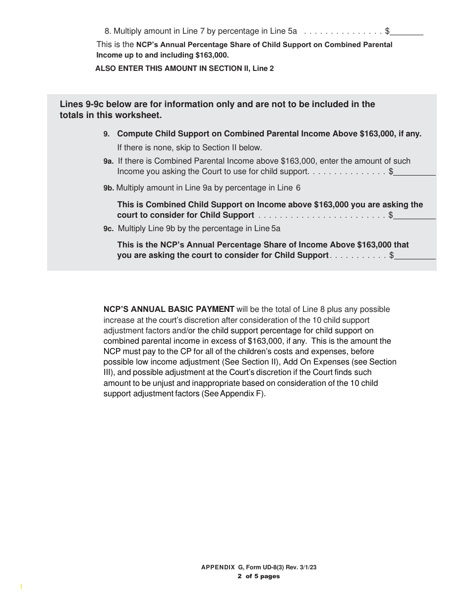 Form UD-8(3) Child Support Worksheet - New York, Page 6