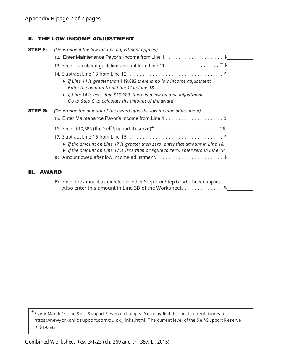 Combined Worksheet for-Postdivorce Maintenance Guidelines and, if Applicable, Child Support Standards Act (For Contested Cases) - New York, Page 11