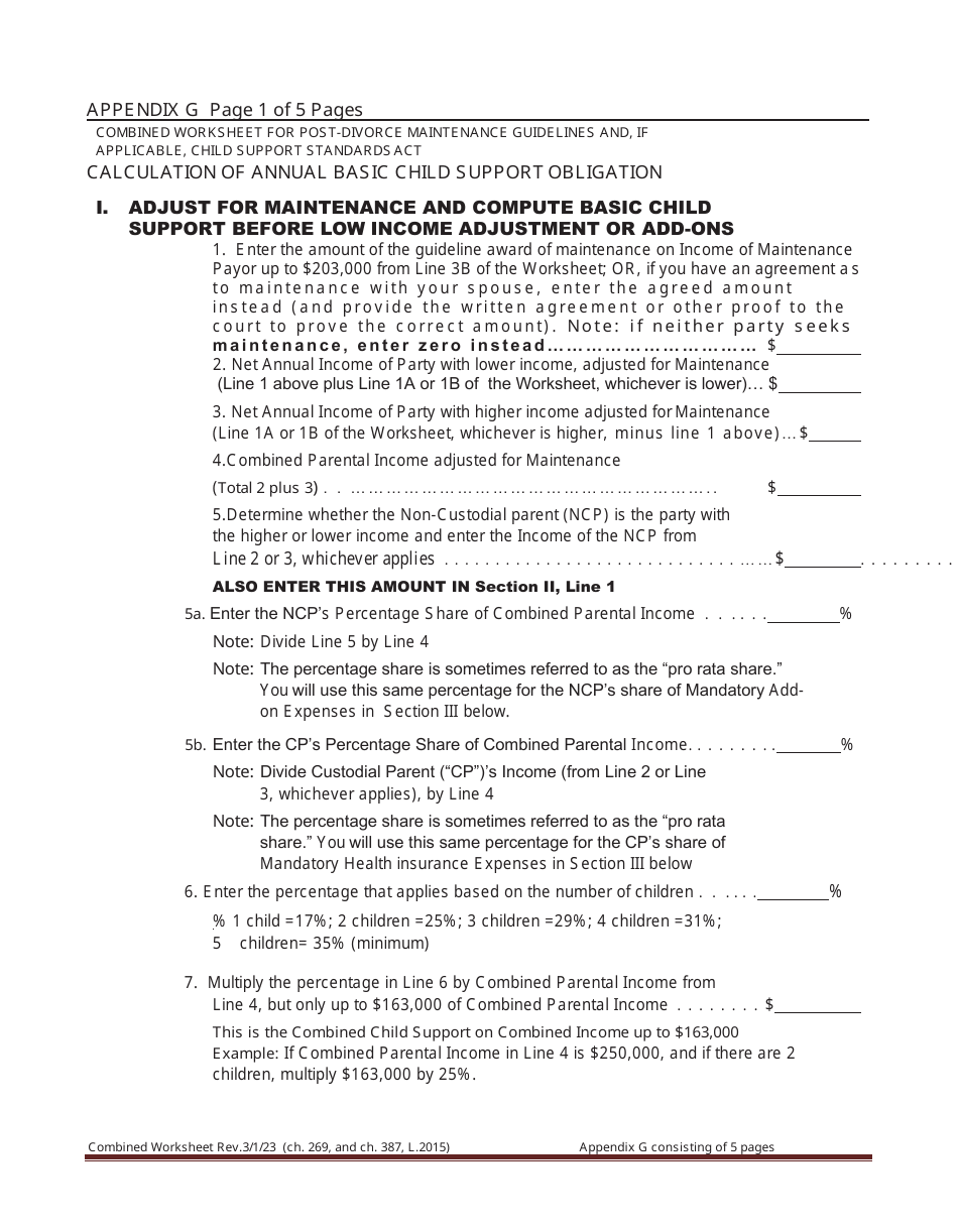 Combined Worksheet for-Postdivorce Maintenance Guidelines and, if Applicable, Child Support Standards Act (For Contested Cases) - New York, Page 16