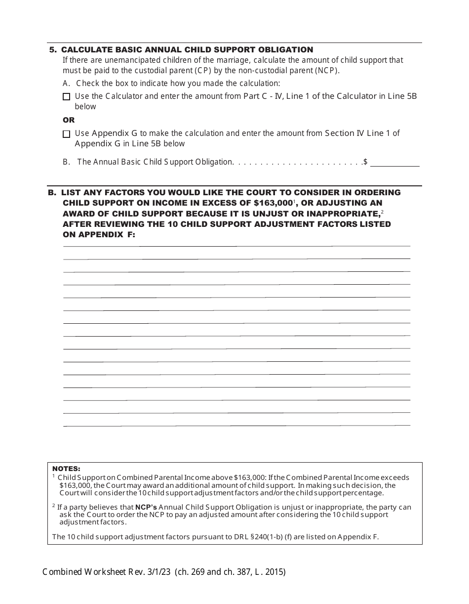 Combined Worksheet for-Postdivorce Maintenance Guidelines and, if Applicable, Child Support Standards Act (For Contested Cases) - New York, Page 4