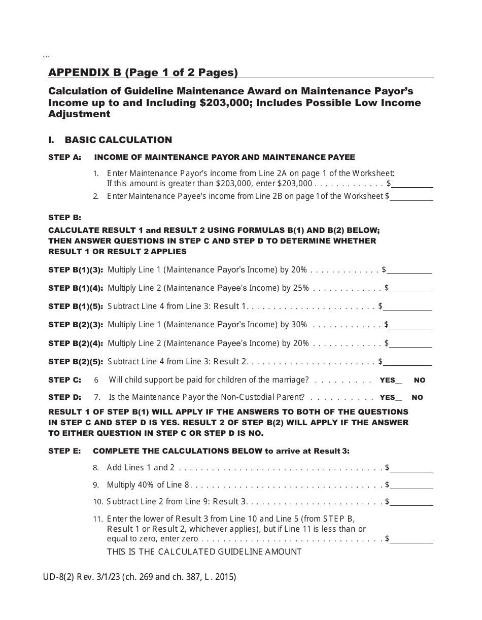 Form UD-8(2) Maintenance Guidelines Worksheet - New York, Page 6