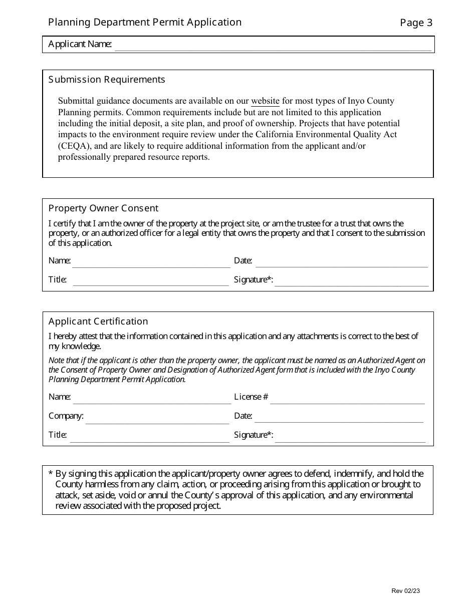 Inyo County California Planning Department Permit Application Fill   Page 3 Thumb 950 