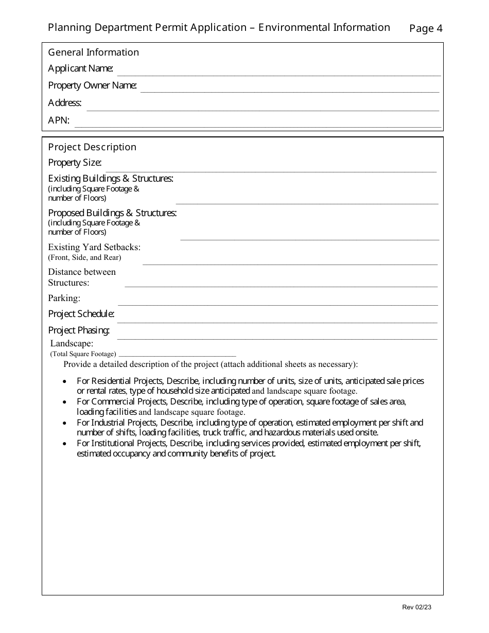 Planning Department Permit Application - Inyo County, California, Page 4