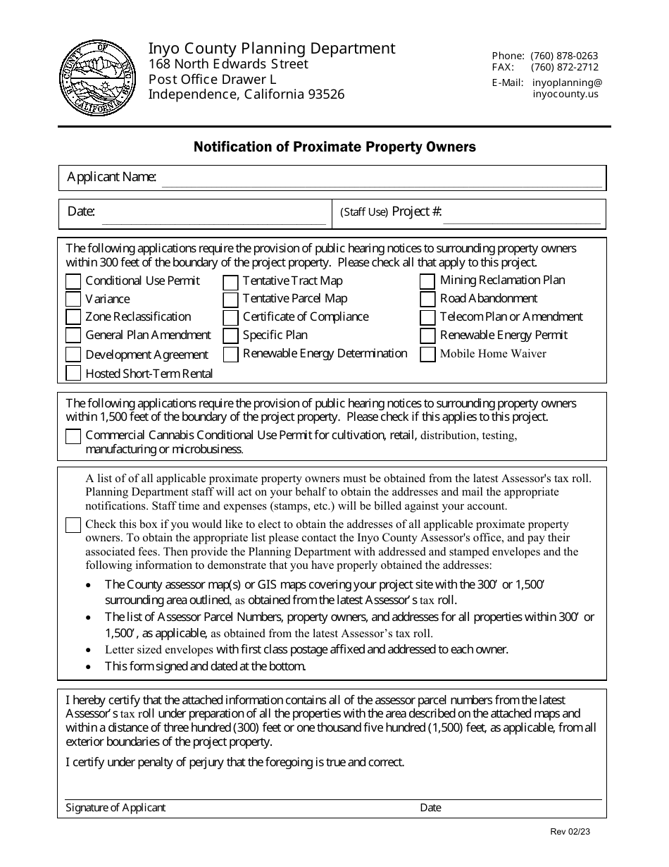 Planning Department Permit Application - Inyo County, California, Page 8