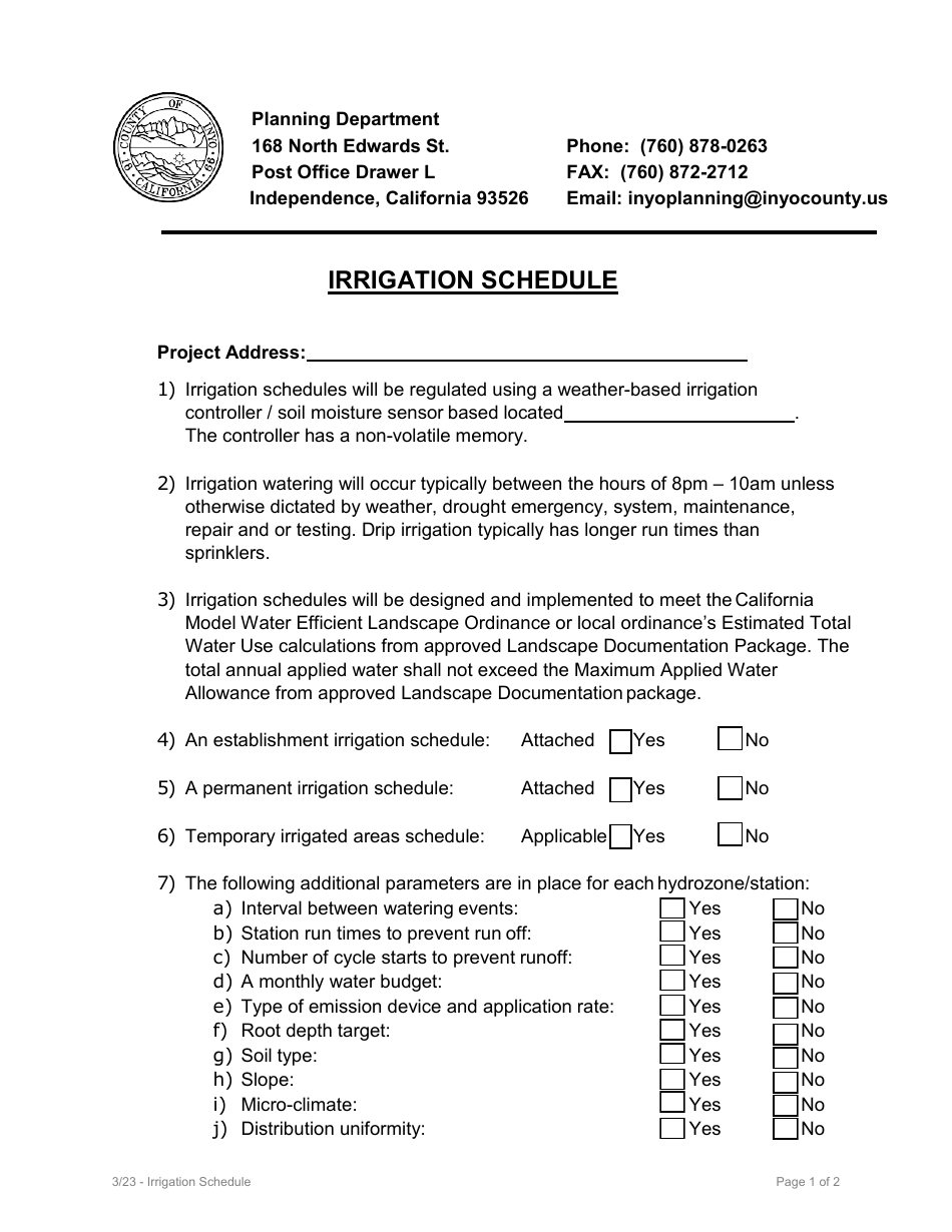 Certificate of Completion - Performance Path - Model Water Efficient Landscape Ordinance (Mwelo) - Inyo County, California, Page 4