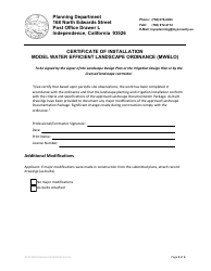 Model Water Efficient Landscape Ordinance (Mwelo) Performance Compliance Form for Projects With Greater Than 2,500 Sq Ft of Total Landscape Area - Inyo County, California, Page 10