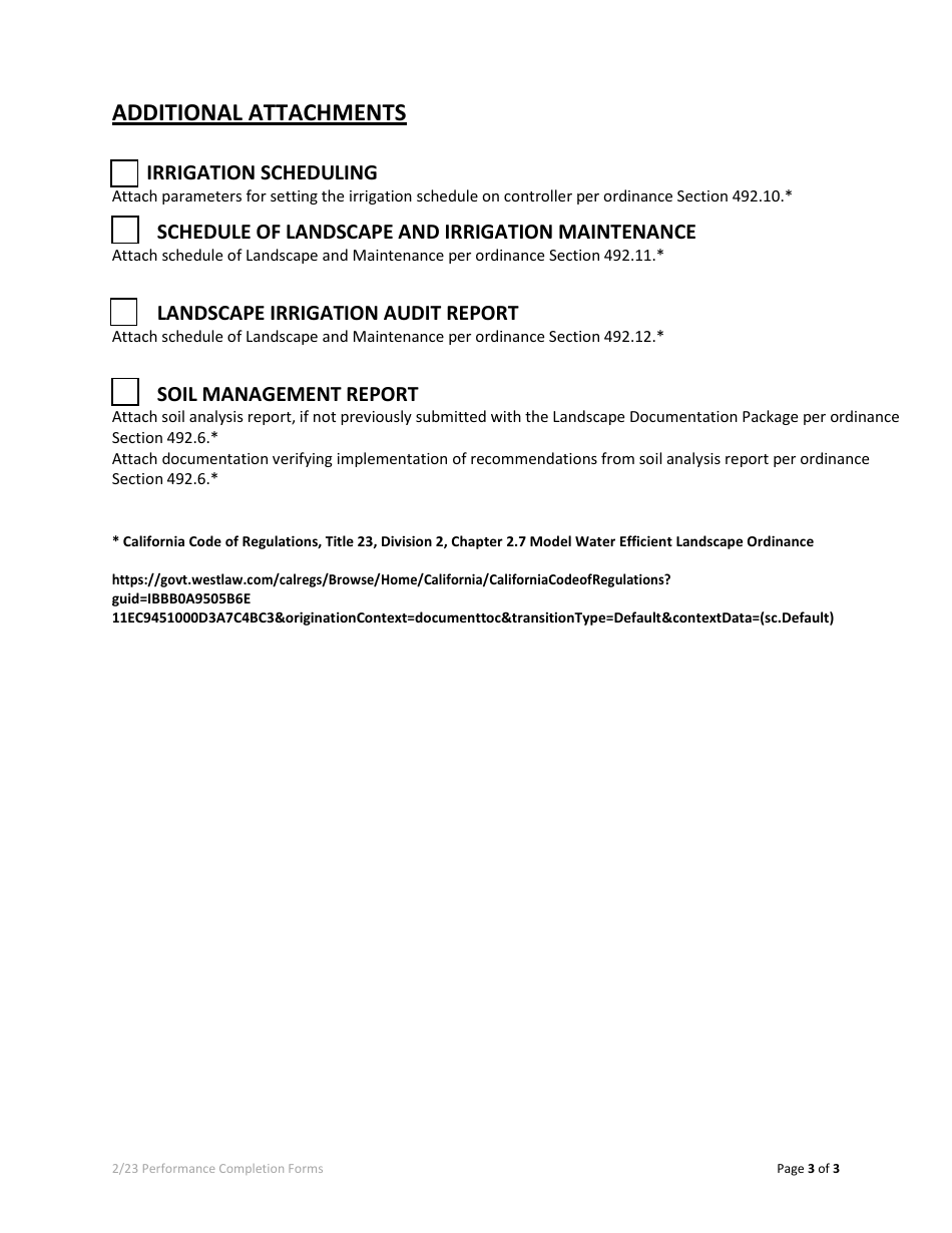 Model Water Efficient Landscape Ordinance (Mwelo) Performance Compliance Form for Projects With Greater Than 2,500 Sq Ft of Total Landscape Area - Inyo County, California, Page 11