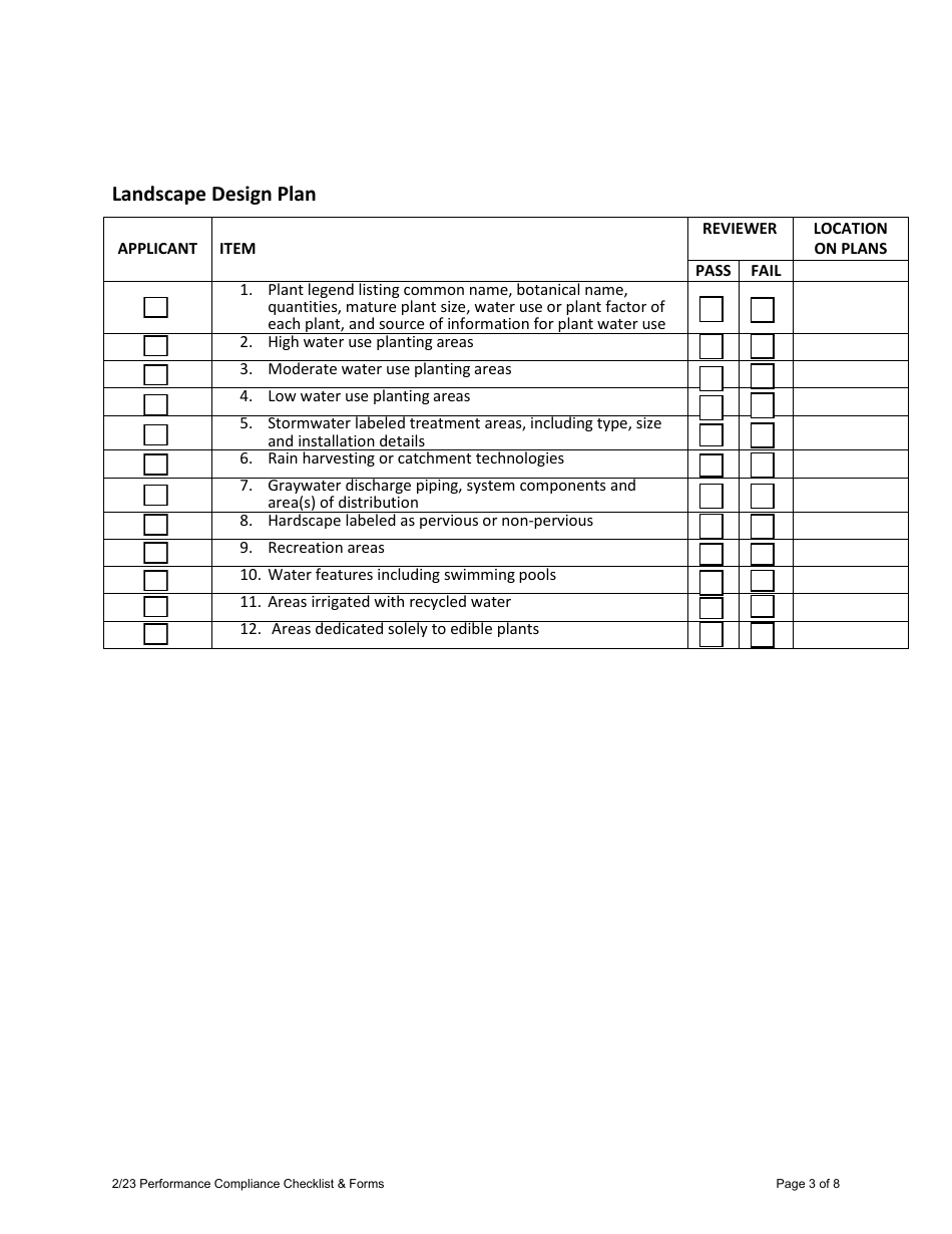 Model Water Efficient Landscape Ordinance (Mwelo) Performance Compliance Form for Projects With Greater Than 2,500 Sq Ft of Total Landscape Area - Inyo County, California, Page 3