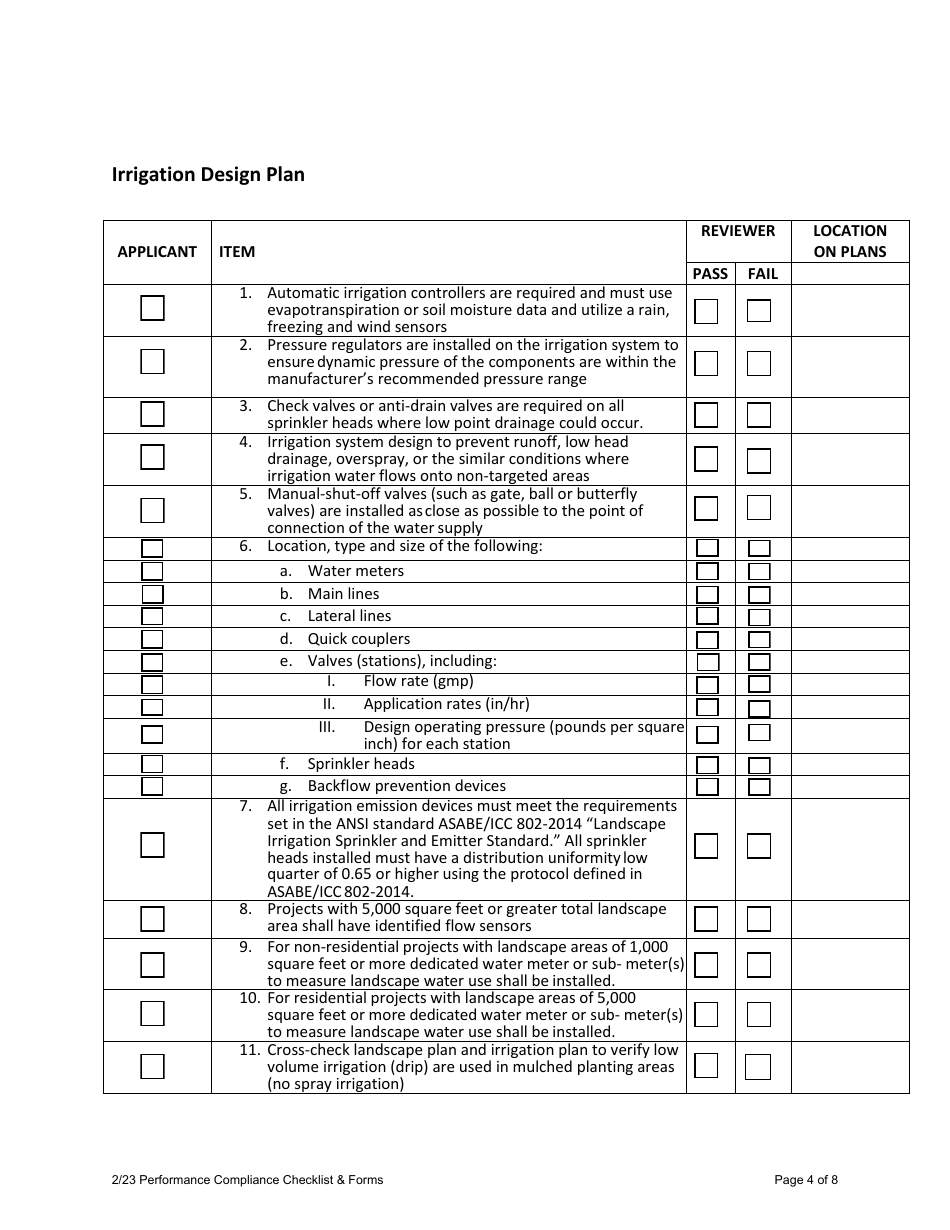 Model Water Efficient Landscape Ordinance (Mwelo) Performance Compliance Form for Projects With Greater Than 2,500 Sq Ft of Total Landscape Area - Inyo County, California, Page 4