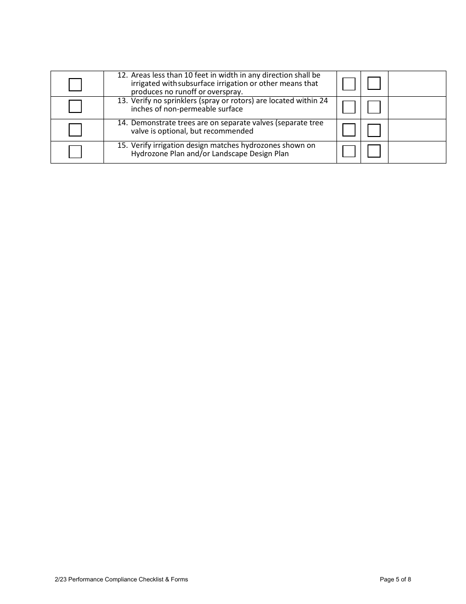 Model Water Efficient Landscape Ordinance (Mwelo) Performance Compliance Form for Projects With Greater Than 2,500 Sq Ft of Total Landscape Area - Inyo County, California, Page 5