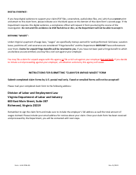 Form LLVA-POW-EN Statement of Claim for Unpaid Wages - Virginia, Page 2