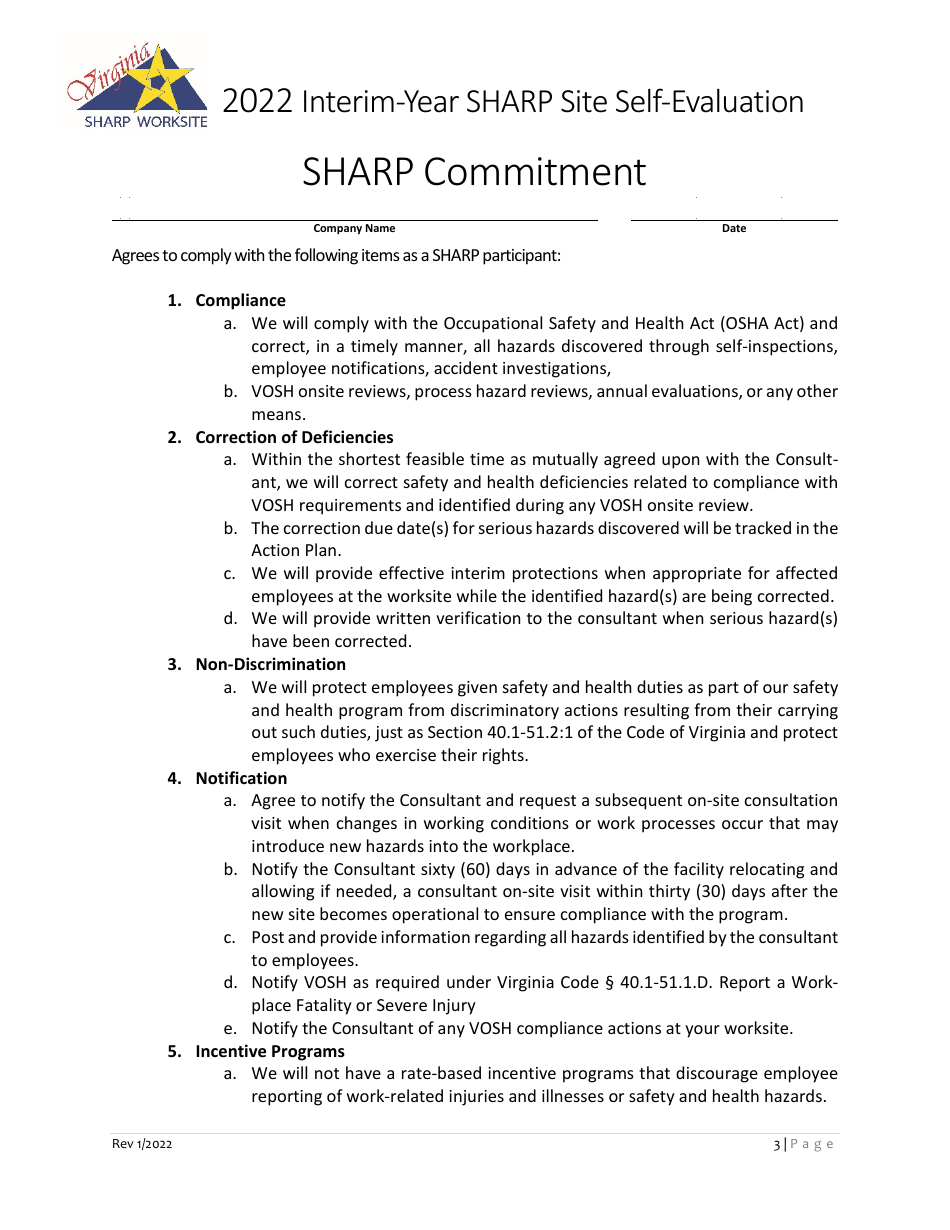 Interim-Year Sharp Site Self-evaluation - Virginia, Page 3