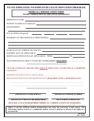 Document preview: Form MS402-EE Medical Certification Form - State Employee-To-Employee Leave Donation Program - Maryland