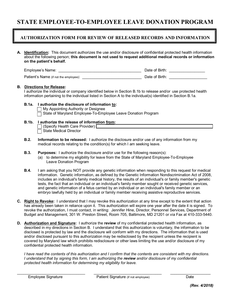 Employee-To-Employee Leave Donation Request Packet - Maryland, Page 7
