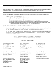 DNR Form B-110 Certification of State of Principal Operation - Maryland, Page 2