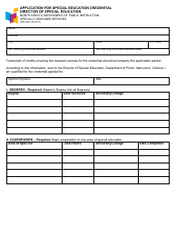Document preview: Form SFN9447 Application for Special Education Credential Director of Special Education - North Dakota