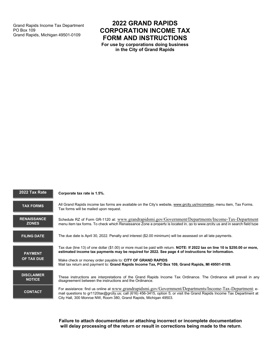 Form GR1120 Download Printable PDF or Fill Online Corporation