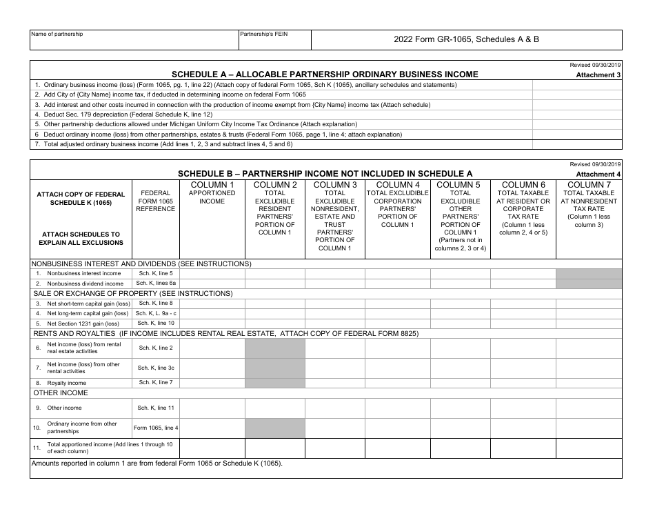 Form GR-1065 Partnership Income Tax Return - City of Grand Rapids, Michigan, Page 13