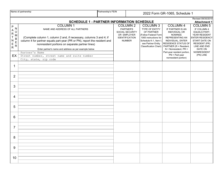 Form GR-1065 Partnership Income Tax Return - City of Grand Rapids, Michigan, Page 9