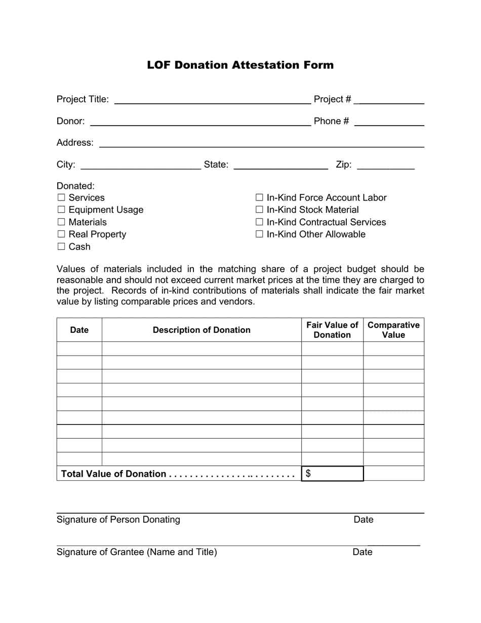 Lof Donation Attestation Form - Louisiana, Page 1