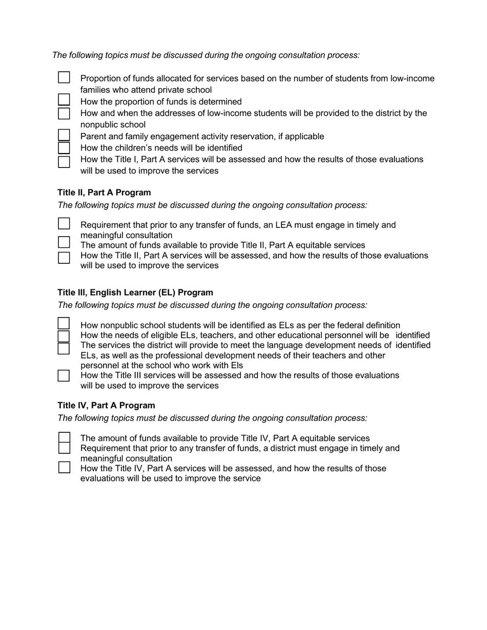 Affirmation of Consultation With Nonpublic School Officials for Titles Ia, Iia, Iiia, Iva, and Ivb - North Dakota, Page 4