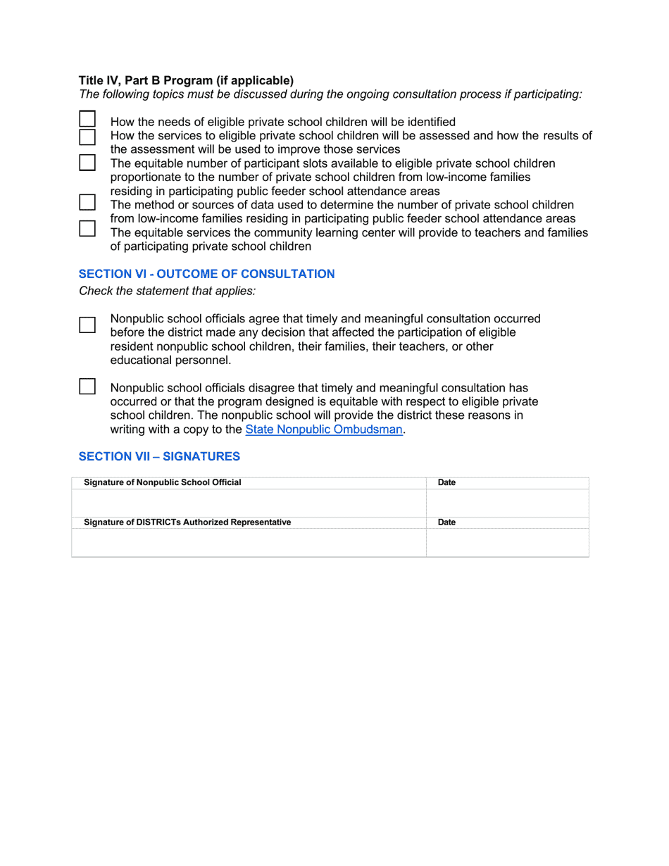 Affirmation of Consultation With Nonpublic School Officials for Titles Ia, Iia, Iiia, Iva, and Ivb - North Dakota, Page 5