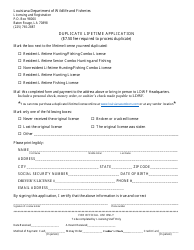 Document preview: Duplicate Lifetime Application - Louisiana
