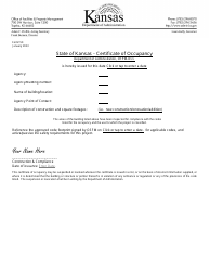 Form 150 Certificate of Occupancy - Kansas