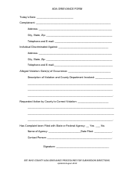 Document preview: Ada Grievance Form - Inyo County, California