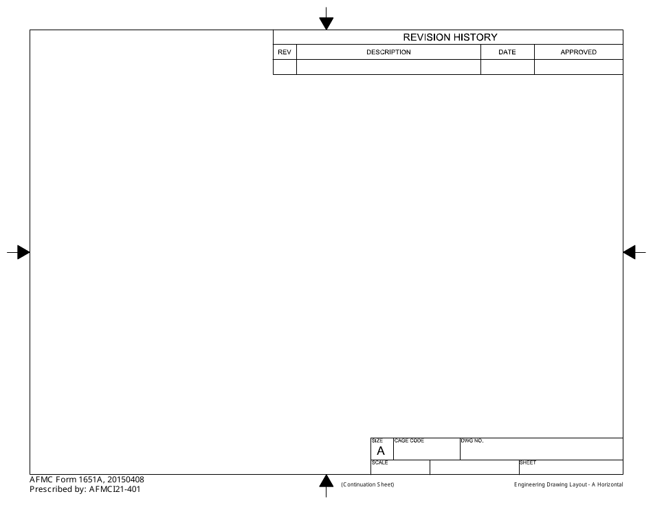 AFMC Form 1651A Engineering Drawing Layout - a Horizontal (Continuation Sheet), Page 1