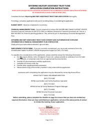Wyoming Military Assistance Trust Fund Grant Application - Wyoming, Page 2