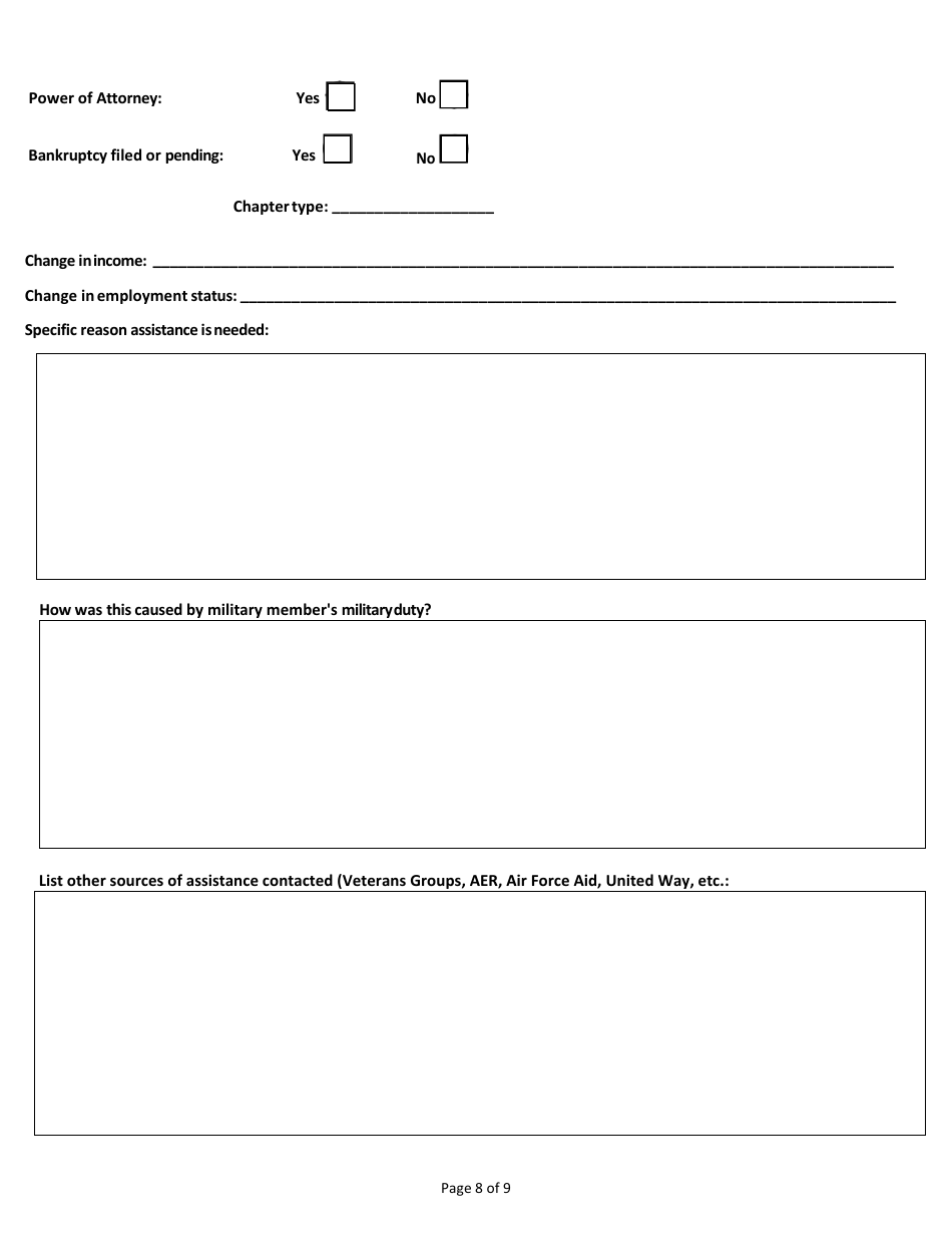 Wyoming Military Assistance Trust Fund Grant Application - Wyoming, Page 8