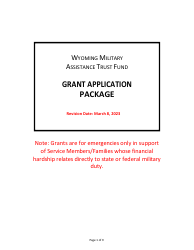Document preview: Wyoming Military Assistance Trust Fund Grant Application - Wyoming