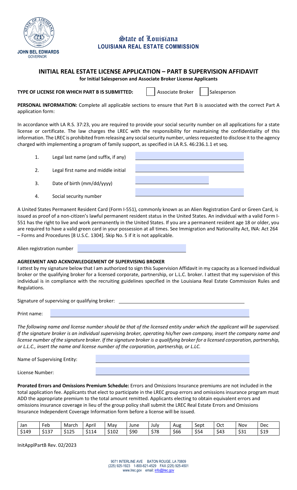 Part B Download Fillable PDF or Fill Online Initial Real Estate License