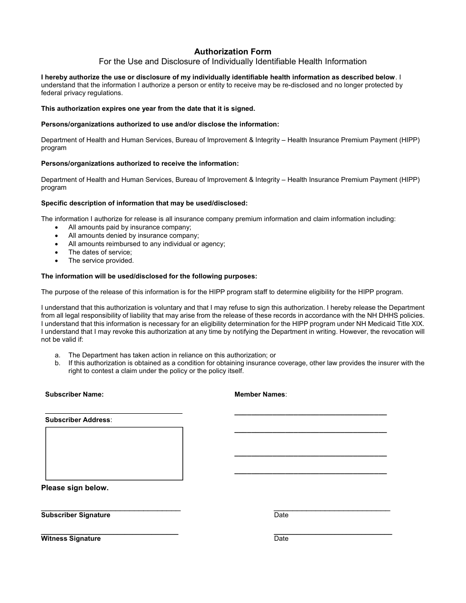 Health Insurance Premium Payment (HIPP) Program Application - New Hampshire, Page 6
