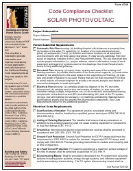 Document preview: Form 166 Code Compliance Checklist - Solar Photovoltaic - CIty of Berkeley, California